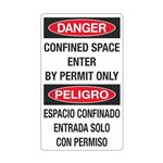 Danger Confined Space Enter By Permit Only/Bilingual 12" x 20" Sign